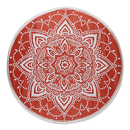 Tapete reversible exterior redondo 5 pies Spice Boho miniatura 1