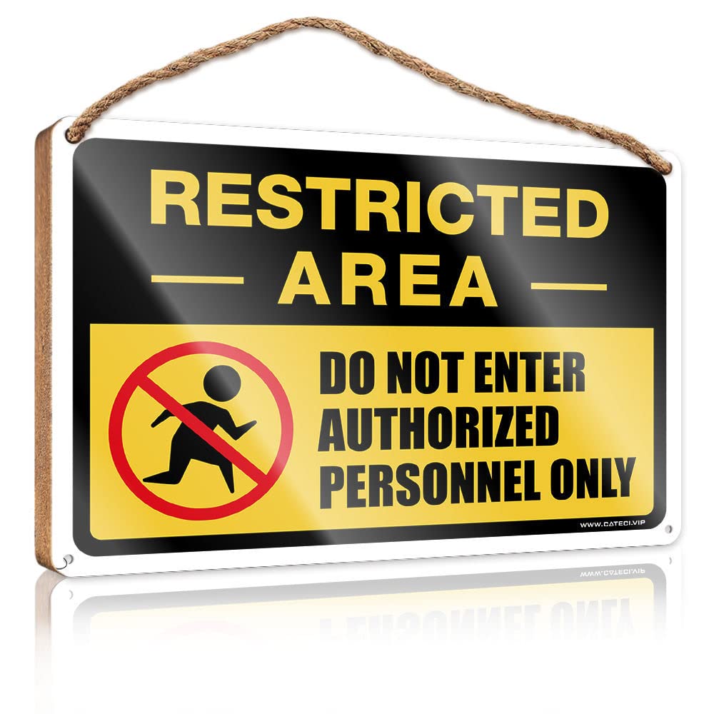 FZFN Door Sign For Bedroom Restricted Area Sign, Do Not Enter Sign, Authorized Personnel Only Wooden Sign Wall Hanging Decor Sayings Farmhouse Bathroom Sign(23X35CM)
