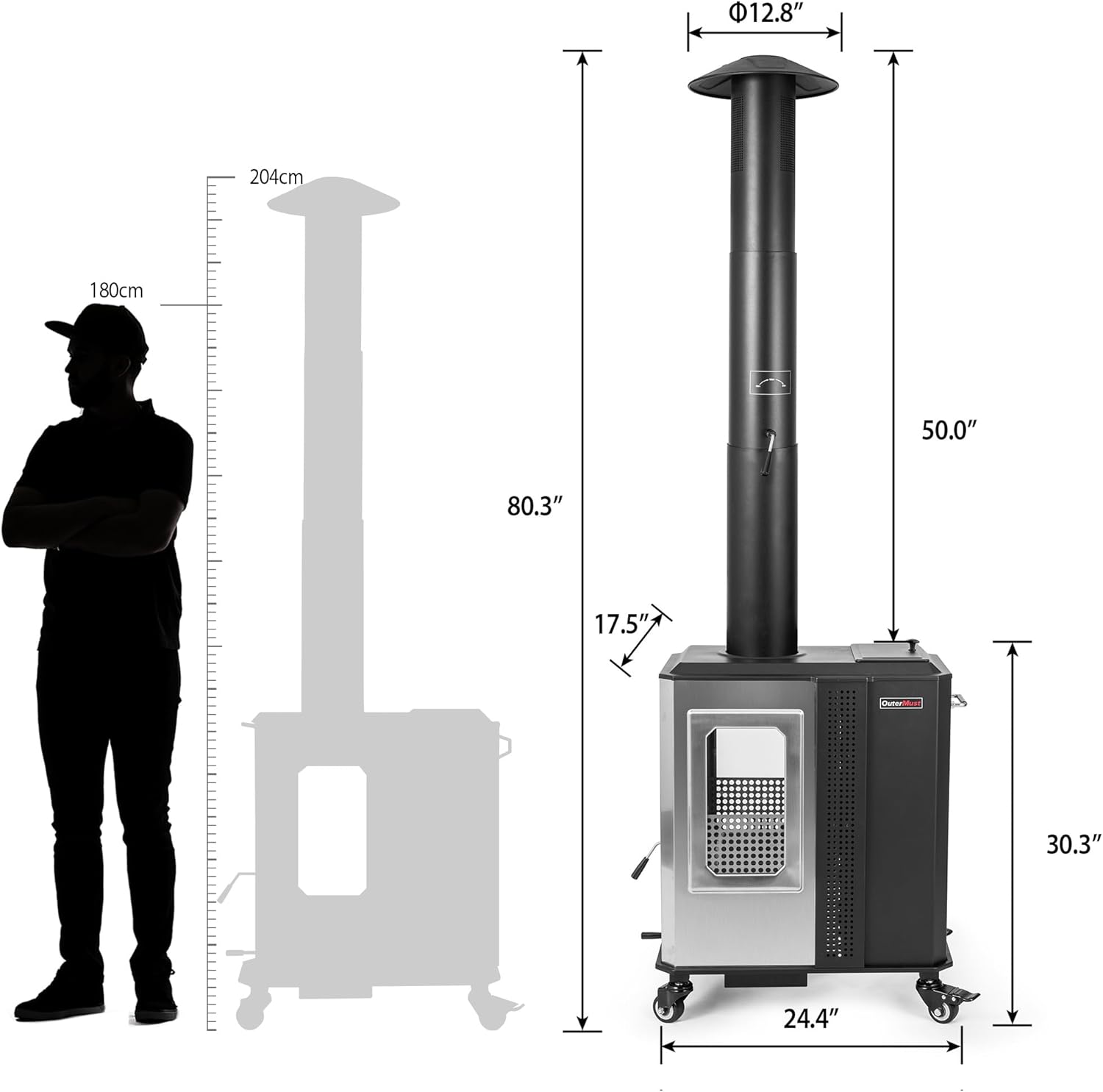 110,000 BTU Pellet Patio Heater for Outdoor Use with Glass Window and Pellet Hopper Ideal for Backyard Balcony 6-8 people