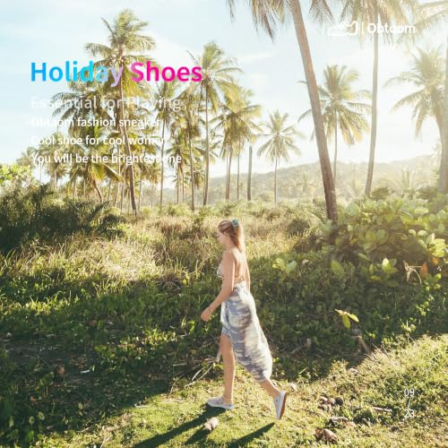 Image of Obtaom Women Canvas Mules Memory Foam Clipper Fashion Sneakers Comfortable Slip-On Mule Backless Holiday Shoes