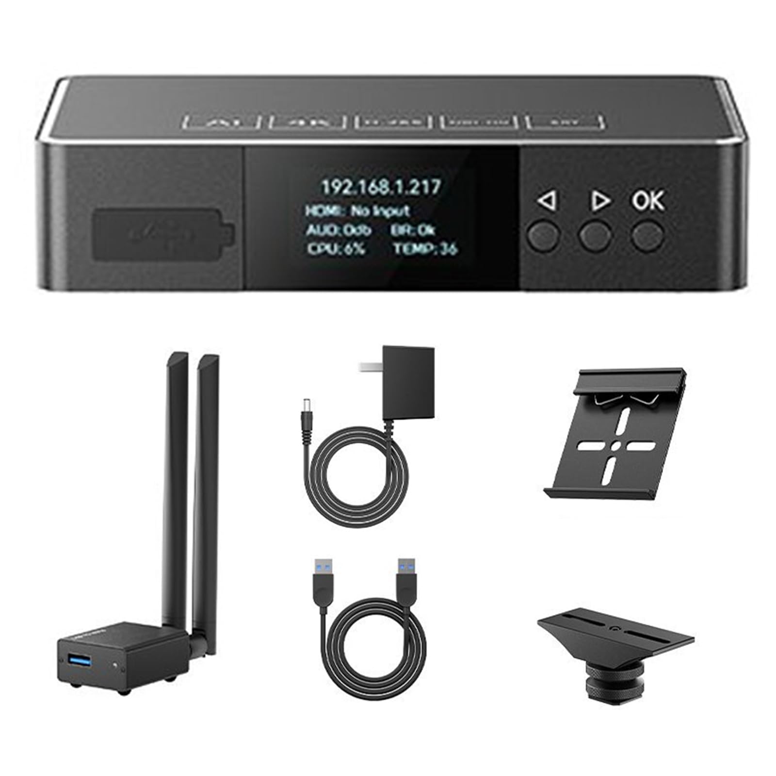 LinkPi ENC1V3P 4K HDMI NDI Codificador con compresión Tally, H.265 integrada y soporte multiprotocolo para transmisión en vivo profesional y uso en estudio (con WIFI6+ DIN + Hot Shot)
