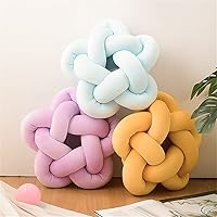 Vista 3 de chislim Bolas de almohada, almohada redonda con nudo hecho a mano, almohadas redondas de felpa decorativas para el hogar, para sofá, dormitorio