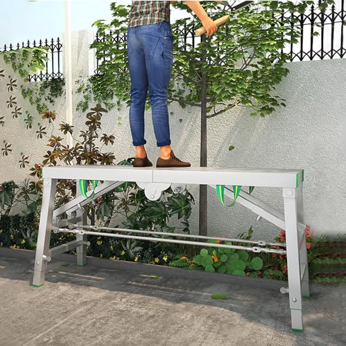 Dfdieratve Andamio, Plataforma Elevadora de Andamio, Mesa Elevadora Plegable, ConstruccióN de DecoracióN Interior y Exterior, Plataforma de Trabajo de Andamio con Altura Ajustable,120x30cm