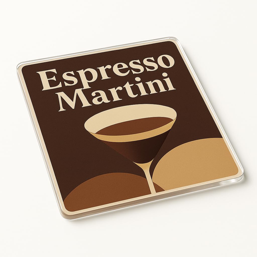 The Plum Penguin Espresso Martini Classic Cocktail Acrylic Coaster Gift - Mid-Century Modern Design Elegant Cocktail Lounge Decor