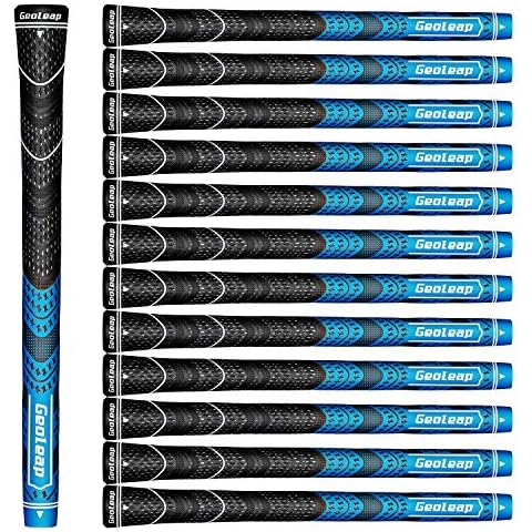 Geoleap Golf Grips Set of 13- Cord Rubber Compound Material, Hybrid Golf Club Grips, All Weather Performance. (Blue, Midsize) Cover