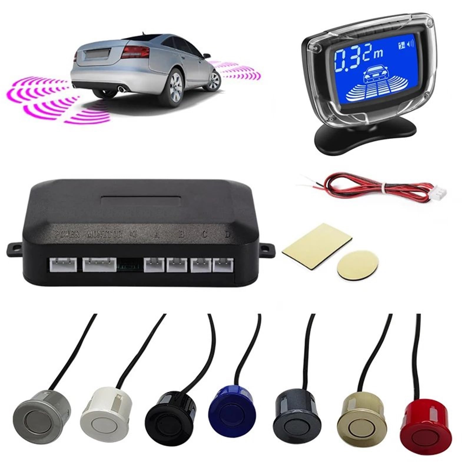 Auto Sensori di Parcheggio Display LCD Per Sensore Di Parcheggio Con Interruttore Sistemas Di Rilevamento Monitor Del Radar Parcheggio Del Sensore Retromarcia Automatica 12V Sensore di parcheggio(Cham