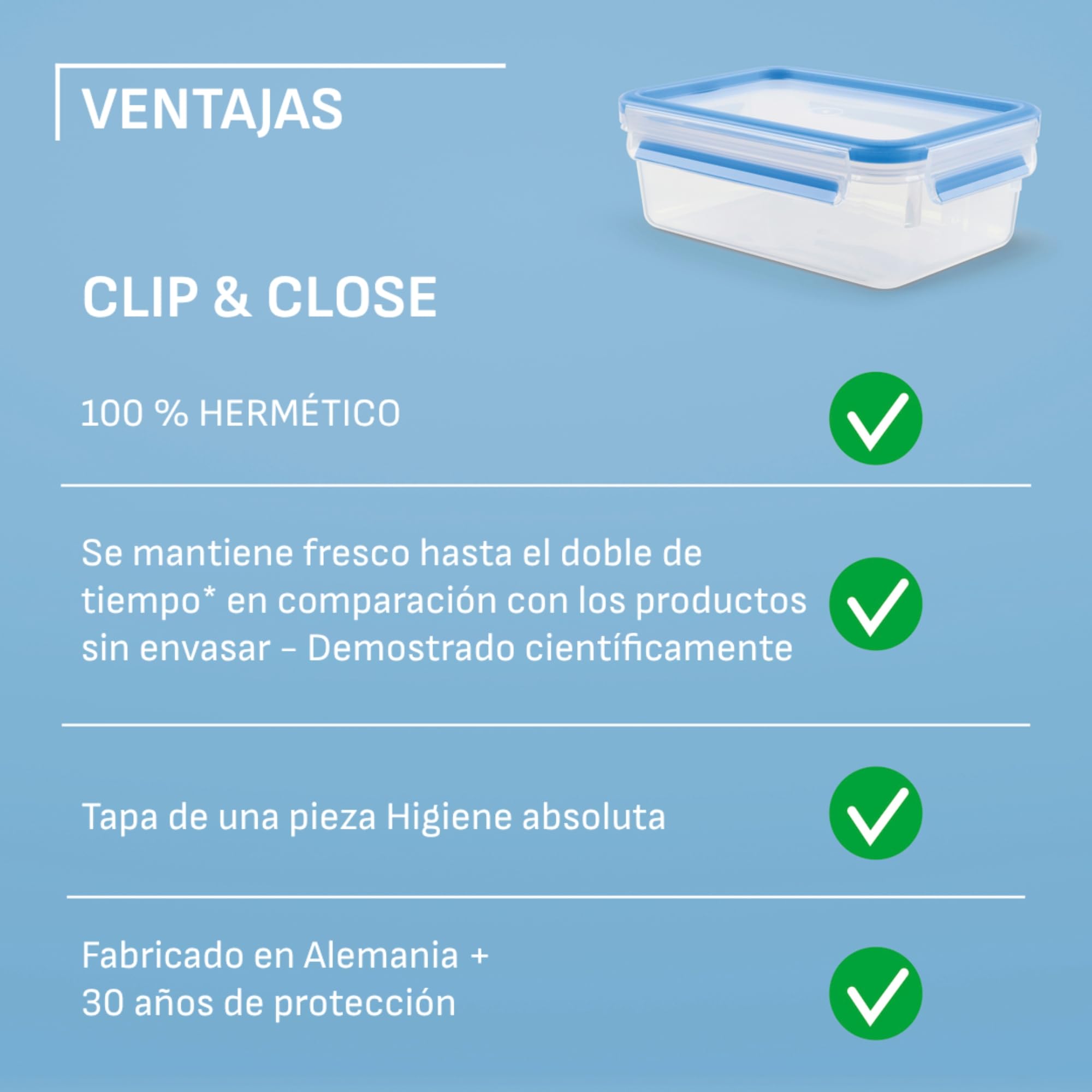 Emsa Clip&Close Fresh - Set de 3 Recipientes Herméticos Plástico de 0,55 L, higiénico, no olores ni sabores, apto lavavajillas y microondas, certificado Baby Care