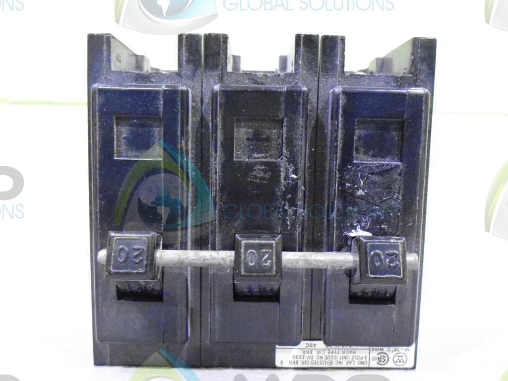 BAB3020H WESTINGHOUSE (CUTLER HAMMER) 20 AMP, 3 POLE BAB CIRCUIT BREAKER, BOLT-IN, 10K IR, 20A 3P 240V, BAB3020