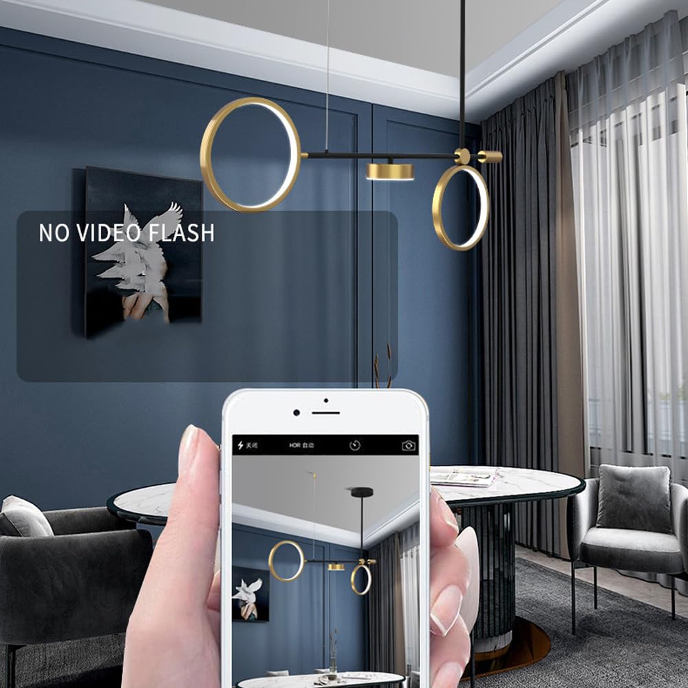 Lampadario lineare a LED dimmerabile della metà del secolo per sala da pranzo sopra il tavolo Lampada a sospensione a sospensione a lunga striscia in oro nero Minimalismo Anello luminoso a soffitto
