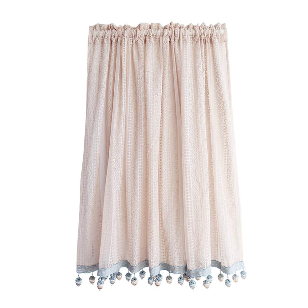 Cortina de voile transparente beige con caída ligera elegante