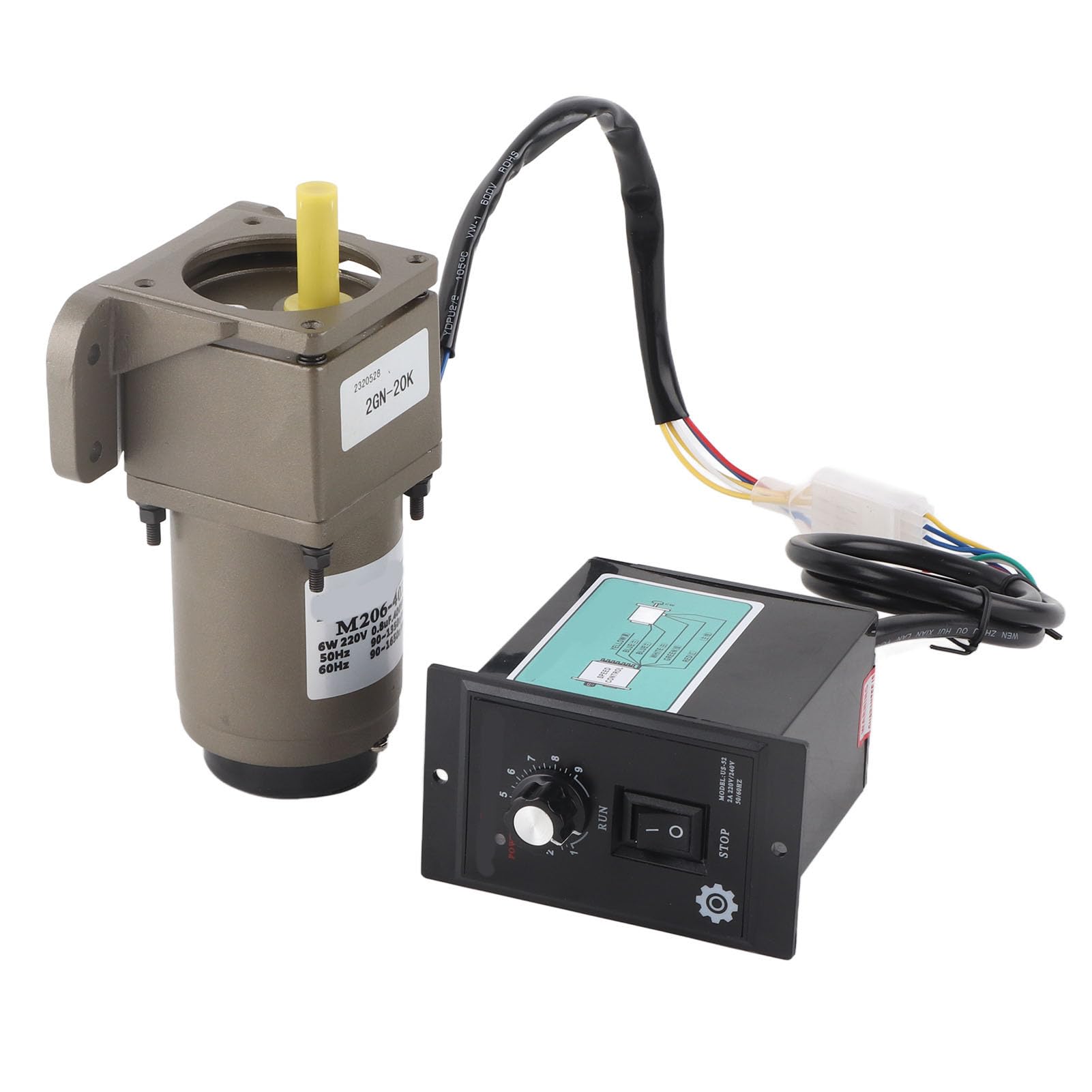 Motor de Engranajes de 220 V, Motor Monofásico Asíncrono de Velocidad Ajustable con Desaceleración M206-402, Industria del Automóvil para Embalaje de Equipos de Transporte de