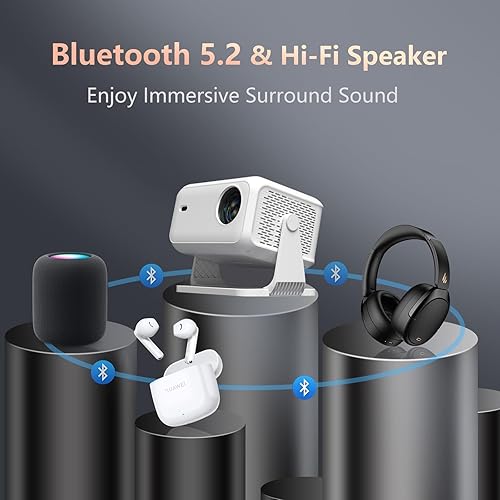 Miniatura 6 de Netflix - Proyector inteligente con licencia con WiFi y Bluetooth, nativo 1080P 4K compatible con mini proyector de teléfono portátil, enfoque