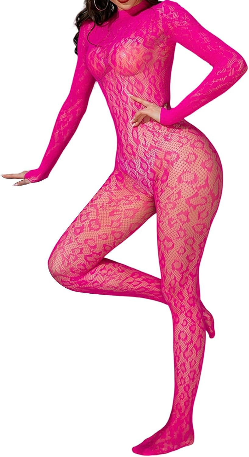 Long Sleeve Open Back Bodysuit Tights Elegant Jacquards Design Full Body Stretchy Nylon for Dance Yoga Winter Wear