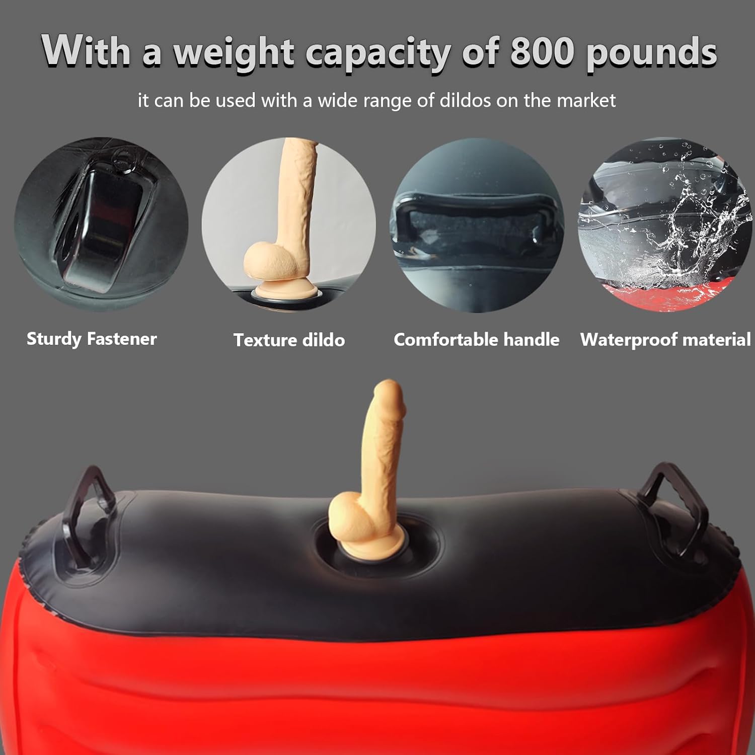 Canapé Érotique Gonflable pour Couples Adultes/Coussin Aide-Posture avec Dildon à Ventouse/Jouet Stimulateur Double & Chaise de Bondage avec Support pour Jouets Érotiques