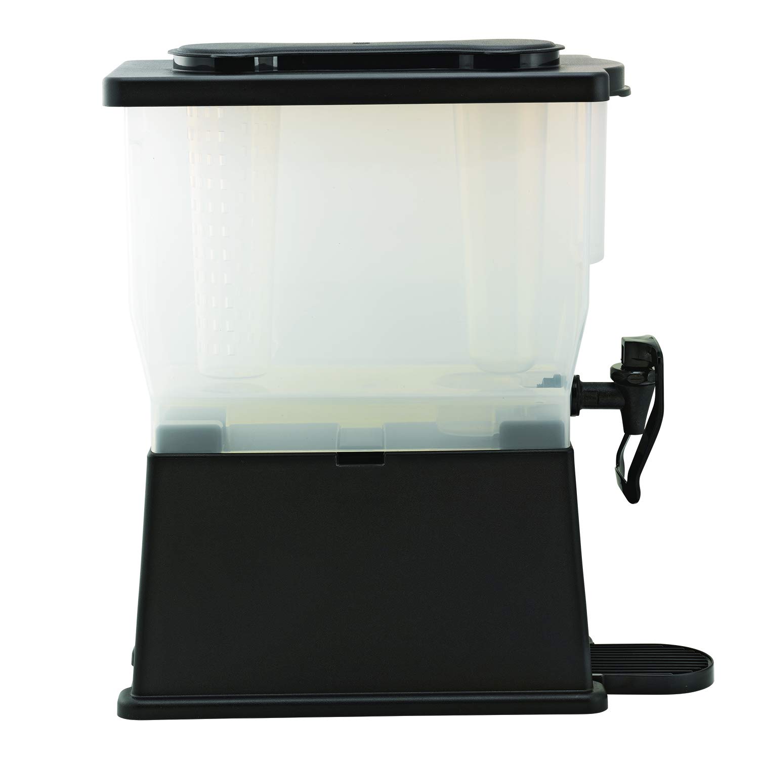 Service Ideas CBDP3BLKHF Beverage Dispenser with hands free spigot w/ice and infuser tube, Rectangular, 3 Gallon, Plastic, Black