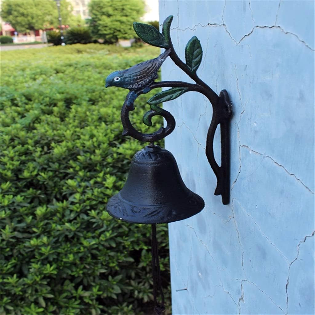 鋳鉄リーフバードウェルカムドアベル、手塗りのハンドベル、ヴィラの中庭の装飾に適しています レトロガーデン