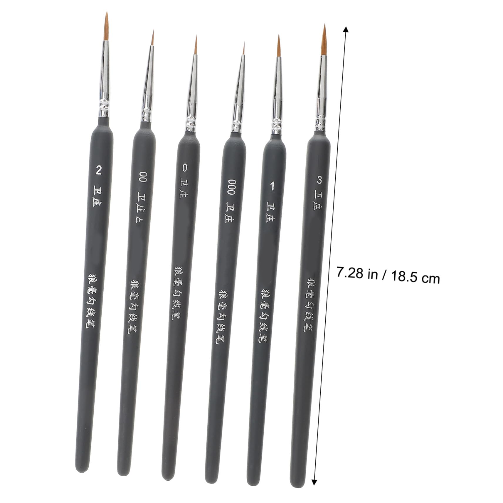 Pinceles de Acuarela y Pintura al Óleo Accesorios Ligeros de Plástico Pelo de Comadreja Set de 6 para Dibujo Lineal y Detalles Finos, Adecuado para Estudiantes y Profesionales