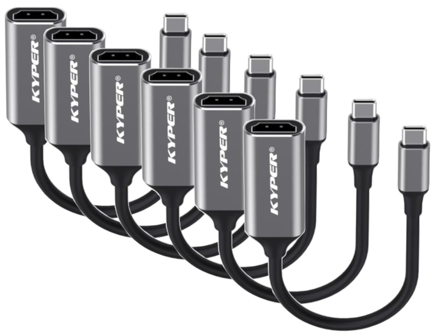 Kyper USKyper-484K USB C to HDMI Adapter 4-Pack 4K@30Hz Type-C to HDMI Cable Compatible with Thunderbolt 3/4 MacBook Pro/Air iPhone 15 Pro Max Dell XPS HP ThinkPad Surface iPad Pro HDTV