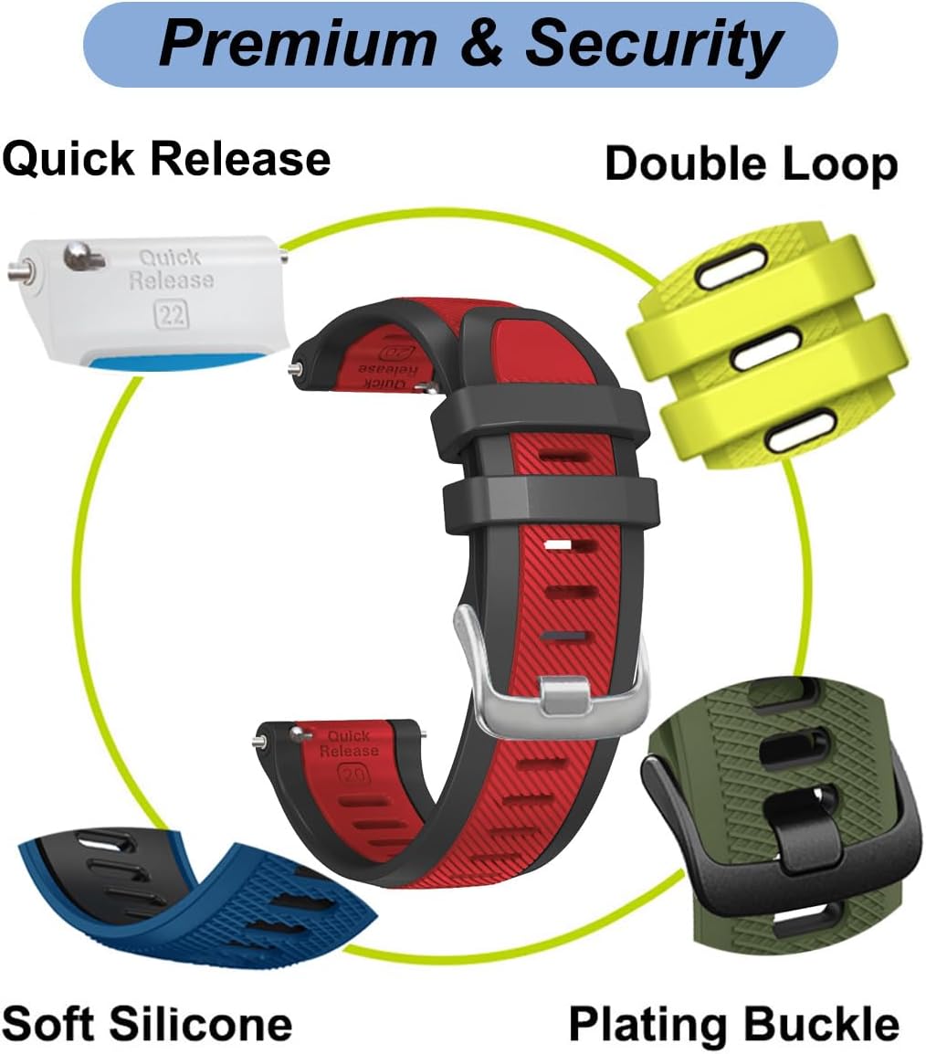 Watch Band for Garmin Forerunner 165/55/245/645, Vivoactive 6/5/3, Vivomove Style/Luxe/HR/Sport - 20mm Quick Release Soft Silicone Replacement Band Watch Strap image 3