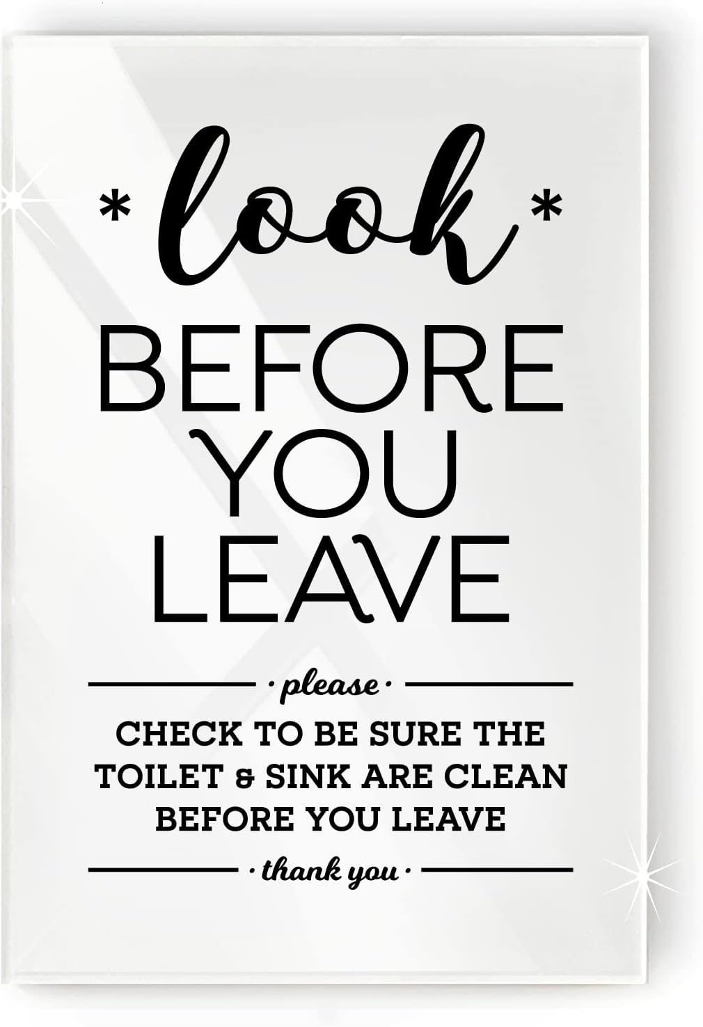 4x6 Inch Help Keep Toilet Sink Clean, Look Before you Leave Designer Sign ~ Ready to Stick, Lean or Frame