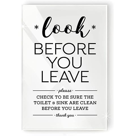Reilly Originals 4x6 Inch Help Keep Toilet Sink Clean, Look Before you Leave Designer Sign ~ Ready to Stick, Lean or Frame