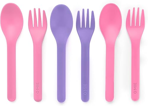 OmieBox Utensil Refill Pack for OmiePod - Matches Bubble Pink or Lilac Purple OmieBox Utensil Set with Case - Reusable, Travel, Lunch Boxes - 6 Pieces Total (3 Spoons + 3 Forks) PODS NOT Included