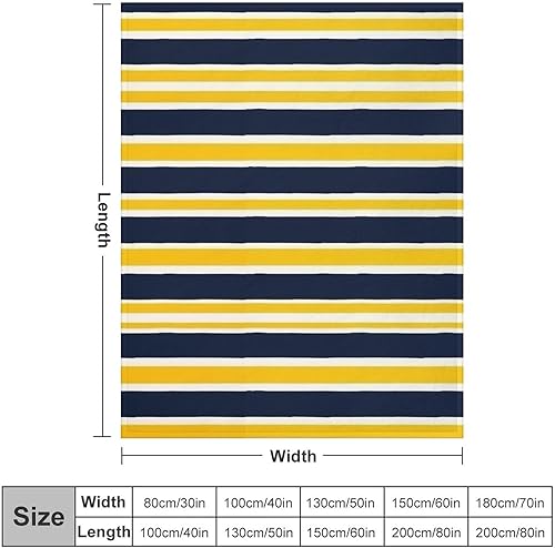 Miniatura 2 de Manta de rayas náuticas amarillas y azul marino, manta geométrica abstracta de franela de forro polar, manta decoración del hogar para cama, sofá,