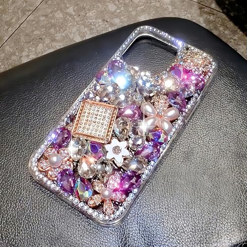 Compatible with iPhone 6 Plus / 6S Plus / 7 Plus / 8 Plus Bling Glitter Case Luxury Cute Sparkle Rhinestone Diamond Girly Protective Phone Cover Case for Women Girl Purple