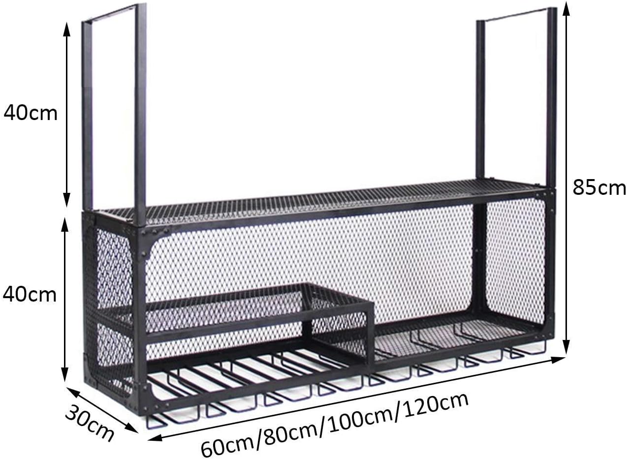 Storage Rack Ceiling Hanging Mounted Wine Rack | Suspended Wine Glass Holder Metal Hanging Rack | Cube Wine Bottle Holder Goblet Stemware Shelf for Kitchen Bar or Wine Cellar (Black) Shelves ( Size :