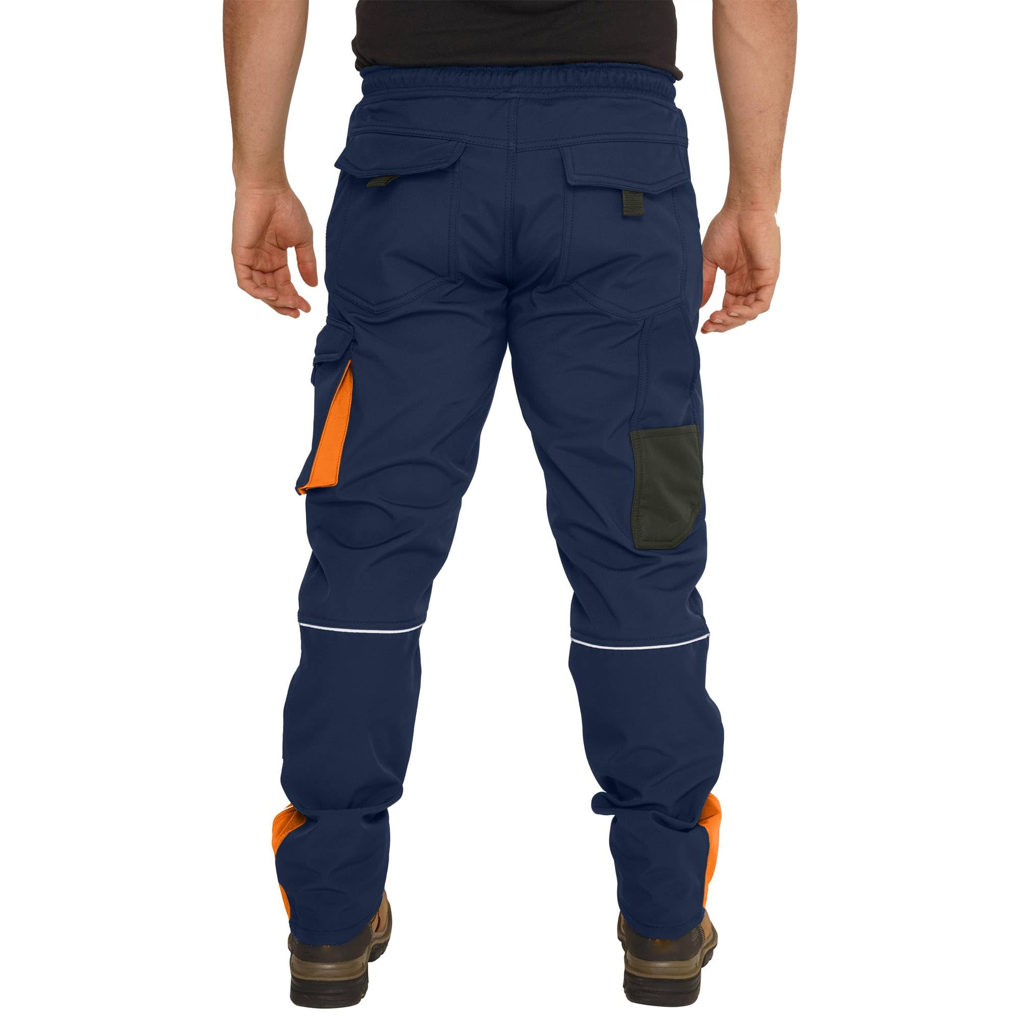 Hi Vis - Pantaloni da lavoro da uomo Softshell ad alta visibilità, riflettenti, resistenti all'acqua, resistenti alla pioggia, antivento, sicurezza sul posto, abbigliamento da lavoro e