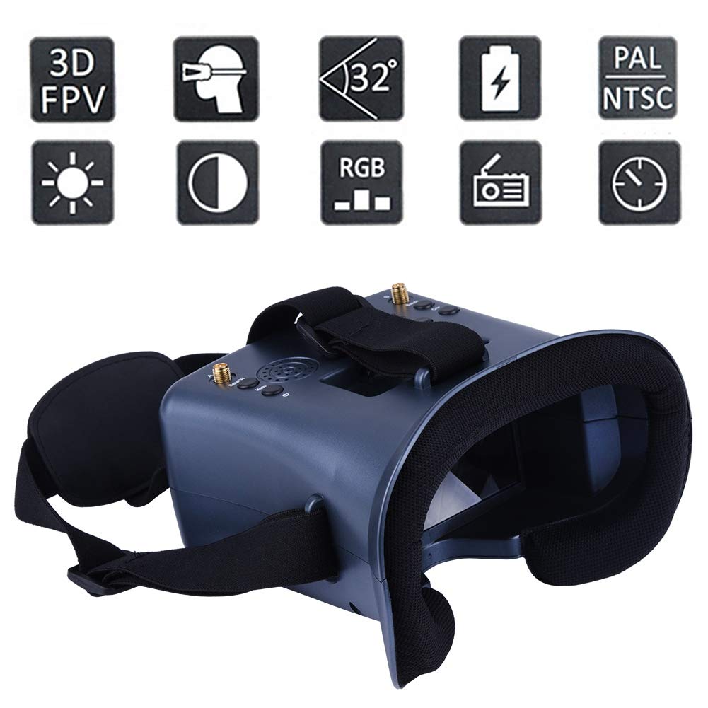 Gafas FPV de 5.8 GHz con DVR, LCD HD de 4.3 pulgadas para drones de carreras, incluye batería de 2000 mAh