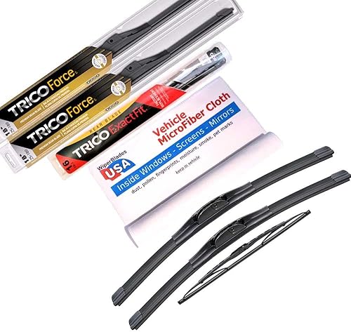 Miniatura 9 de Juego de limpiaparabrisas de primera calidad para Dodge Grand Caravan 2004 con juego de limpiaparabrisas trasero Trico Force con paño interior de