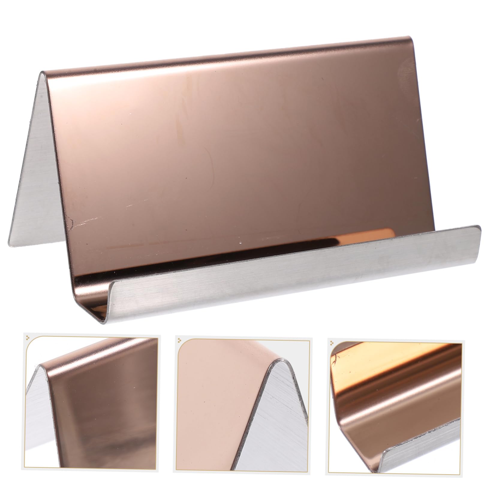 HOMSFOU 5 Tarjeteros De Acero Inoxidable Para Tarjetas De Visita Expositores De Escritorio De Acero Inoxidable 304 Color Oro Rosa