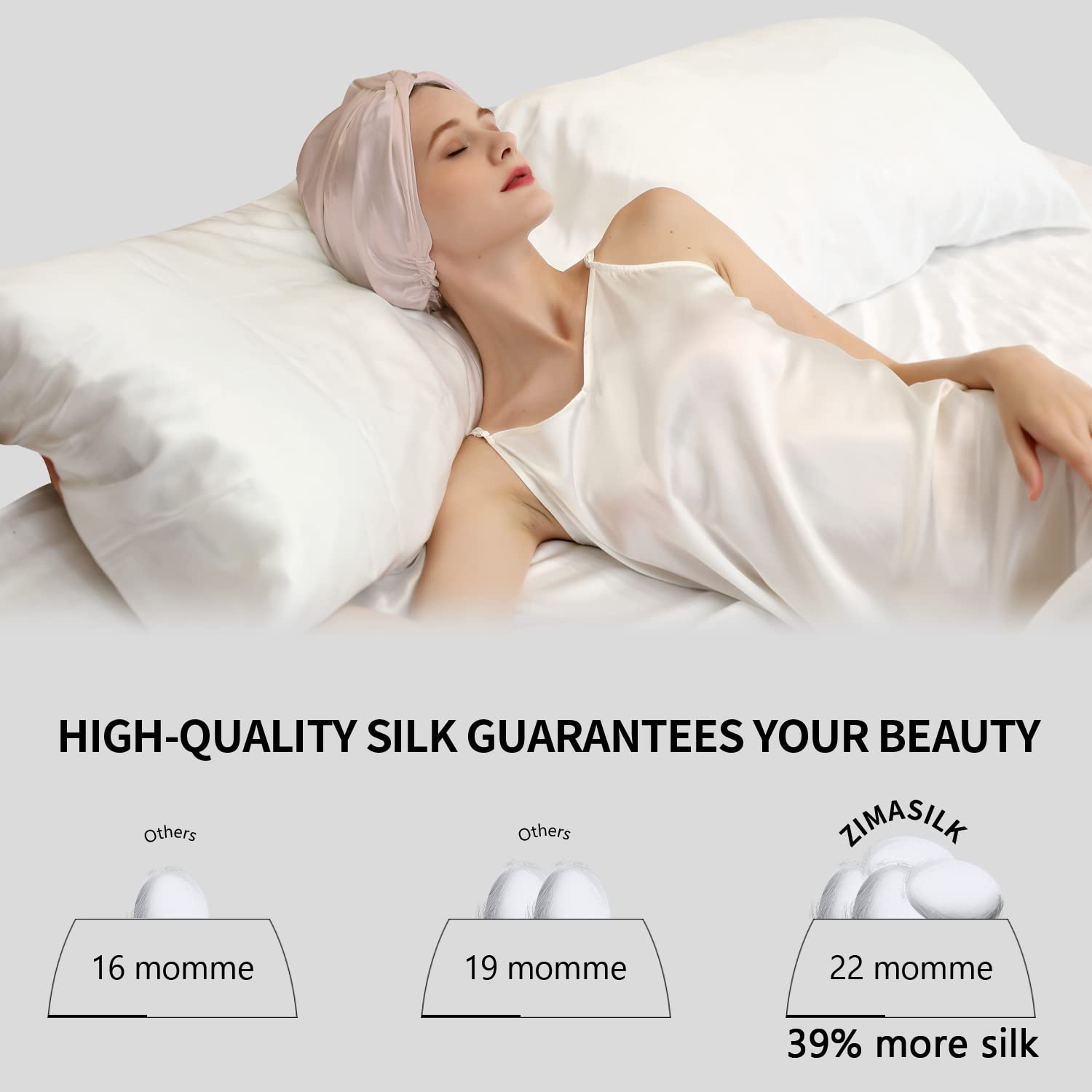 ZIMASILK 22 Momme 100% Mulberry Silk Bonnet for Sleeping & Women Hair Care, Shower Cap - Image 2