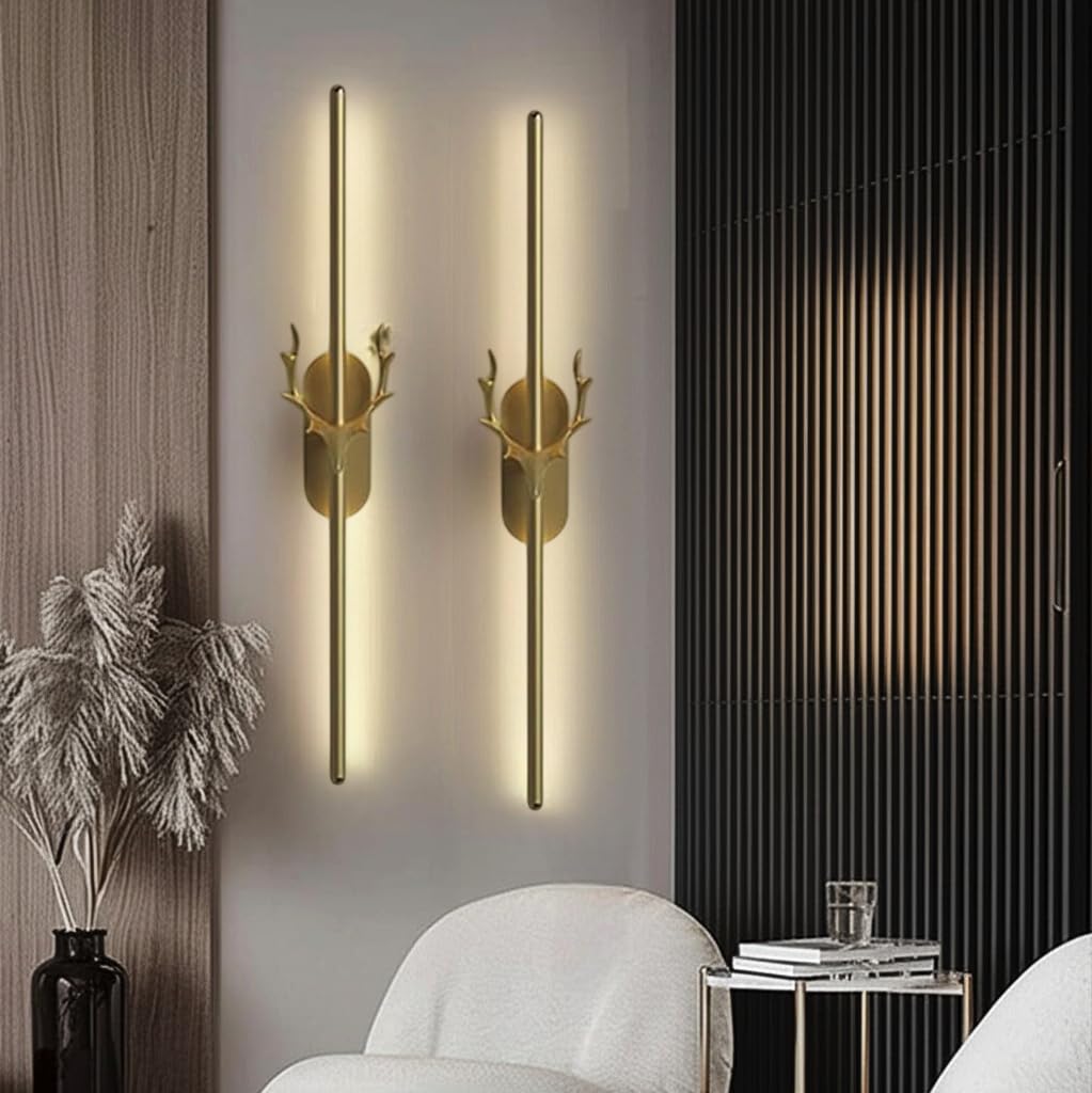 Groeien Pack of 2 | Modern 3 Color LED Wall Sconce Regal Horn Wall Light for Bedroom Living Room Corridor Lighting Fixtures Wall Mount(Warm+Natural+Coolwhite)(Regal Horn, 2)