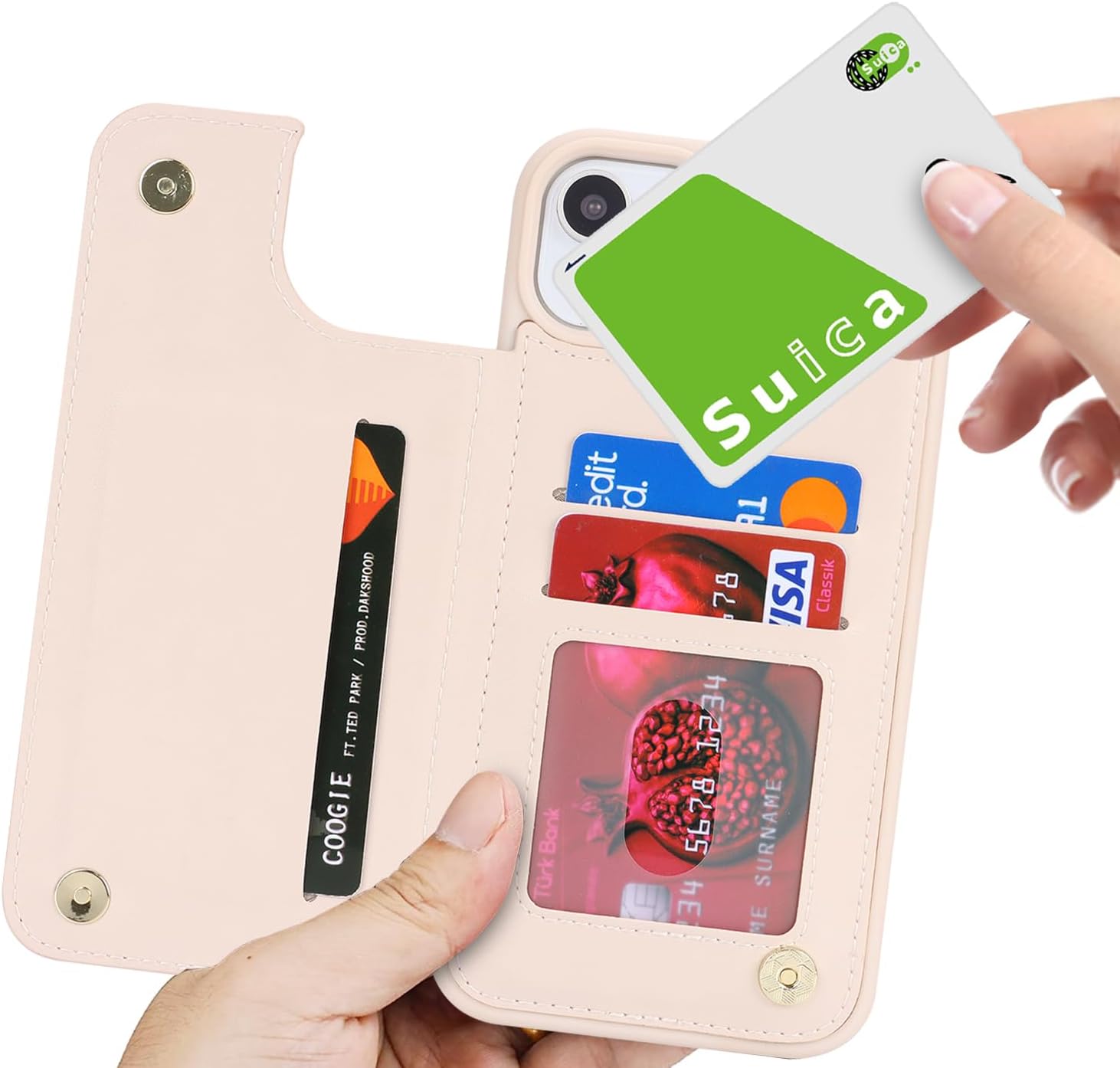 iCoverCase Compatible with iPhone 13 Phone Case with Card Holder, Wallet Case for Women Men RFID Blocking PU Leather Protective Case 6.1 Inch (Beige) - Image 9