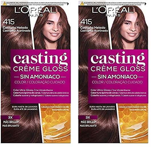 L'Oreal Paris Casting CrÈme Gloss Coloración Sin Amoniaco, Tono: 415 Castaño Helado (Paquete de 2)