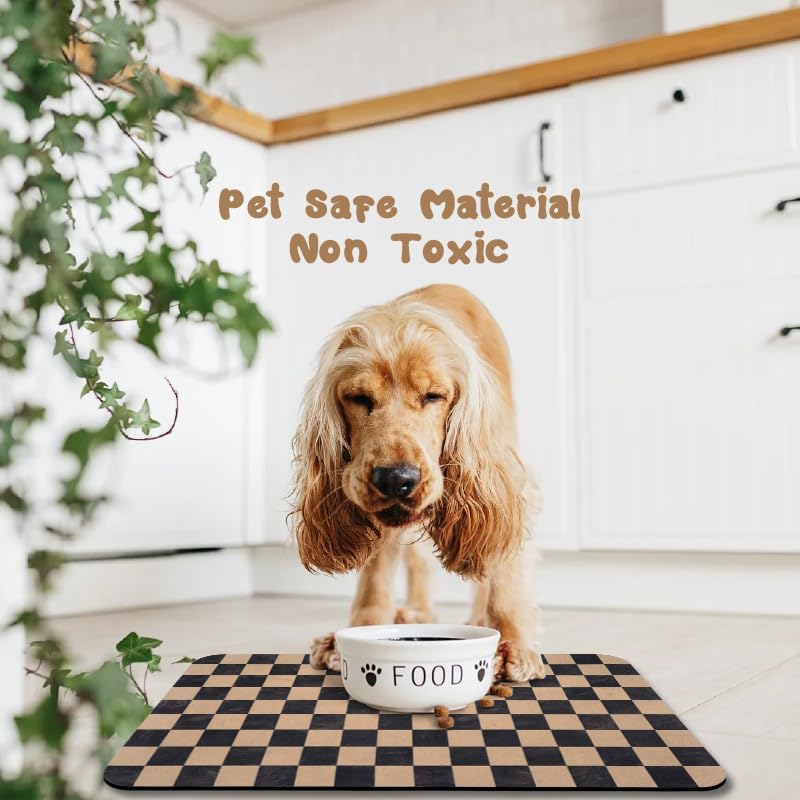 Dog Food Mats for Floors Waterproof, Pet Water Bowl Mats Pet Feeding Absorbent Placemats Plaid 12 * 20 inch - Image 7