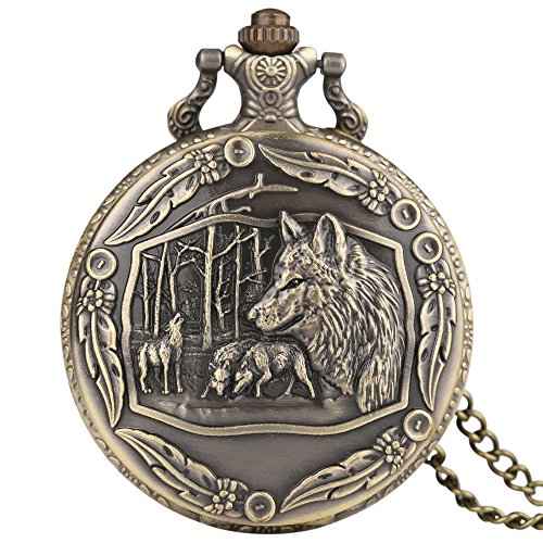 Big Wolf - Reloj de bolsillo para hombre, diseño de lobo, cuarzo, ideal como regalo para hombres Cover