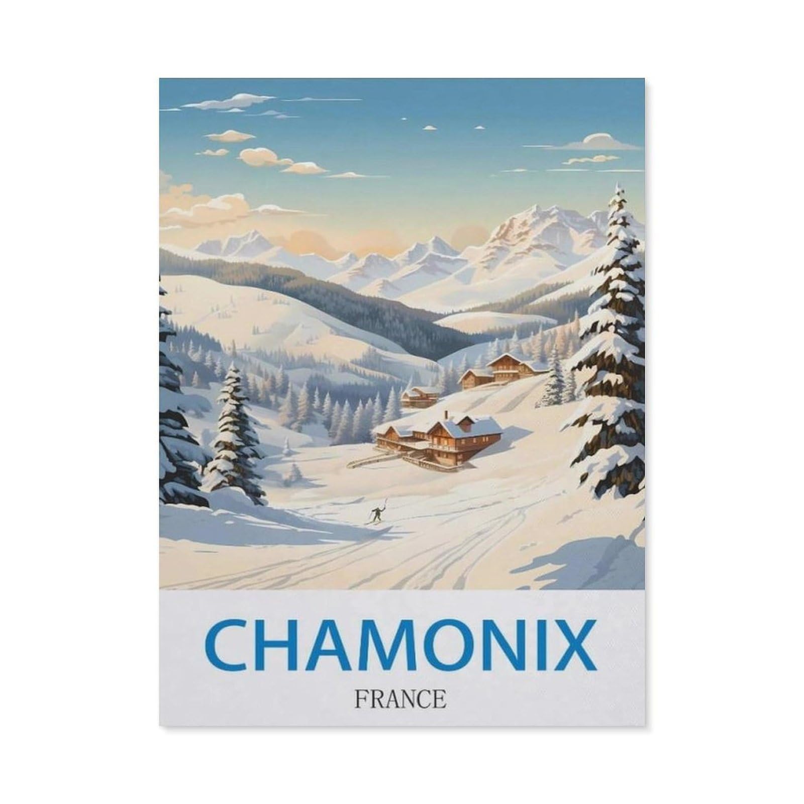 BEAYODKP DIY Diamond Painting，Chamonix France ， Skiing（40x50cm）