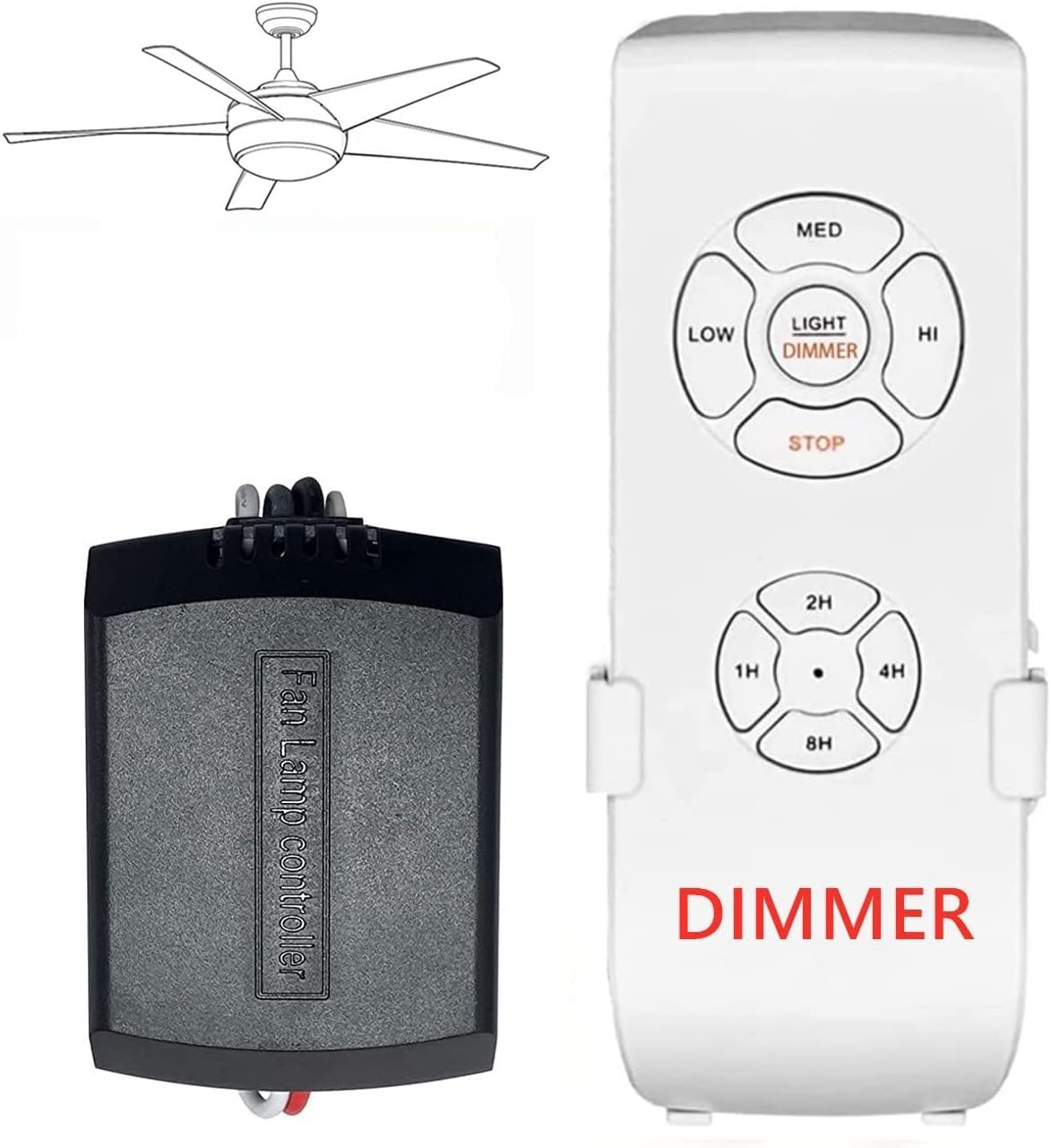 Nexete Universal Ceiling Fan Remote Control Kit,Light Dimmer Timing & Fan Speed Wireless Remote Control and Small Size Receiver Kits for for Hampton Bay Harbor Breeze Hunter (1-Pack) Nexete Universal Ceiling Fan Remote Control Kit,Light Dimmer Timing & Fan Speed Wireless Remote Control and Small Size Receiver Kits for for Hampton Bay Harbor Breeze Hunter (1-Pack)