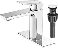 VOTON Chrome Bathroom Faucet Single Handle Bathroom Sink Faucet Lavatory Vanity Faucet with Pop Up Drain & Water Supply Lines