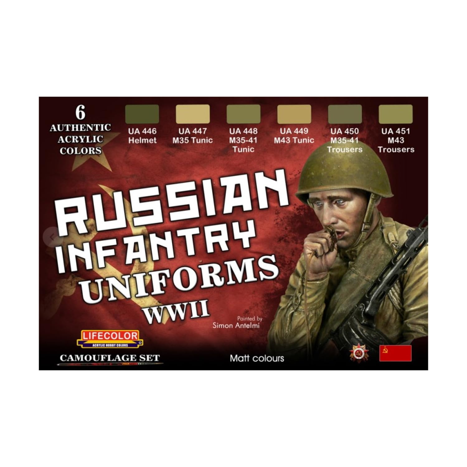 Lifecolor Green, Brown, Khaki - Russian Infantry Uniforms Wwii 6X 20Ml