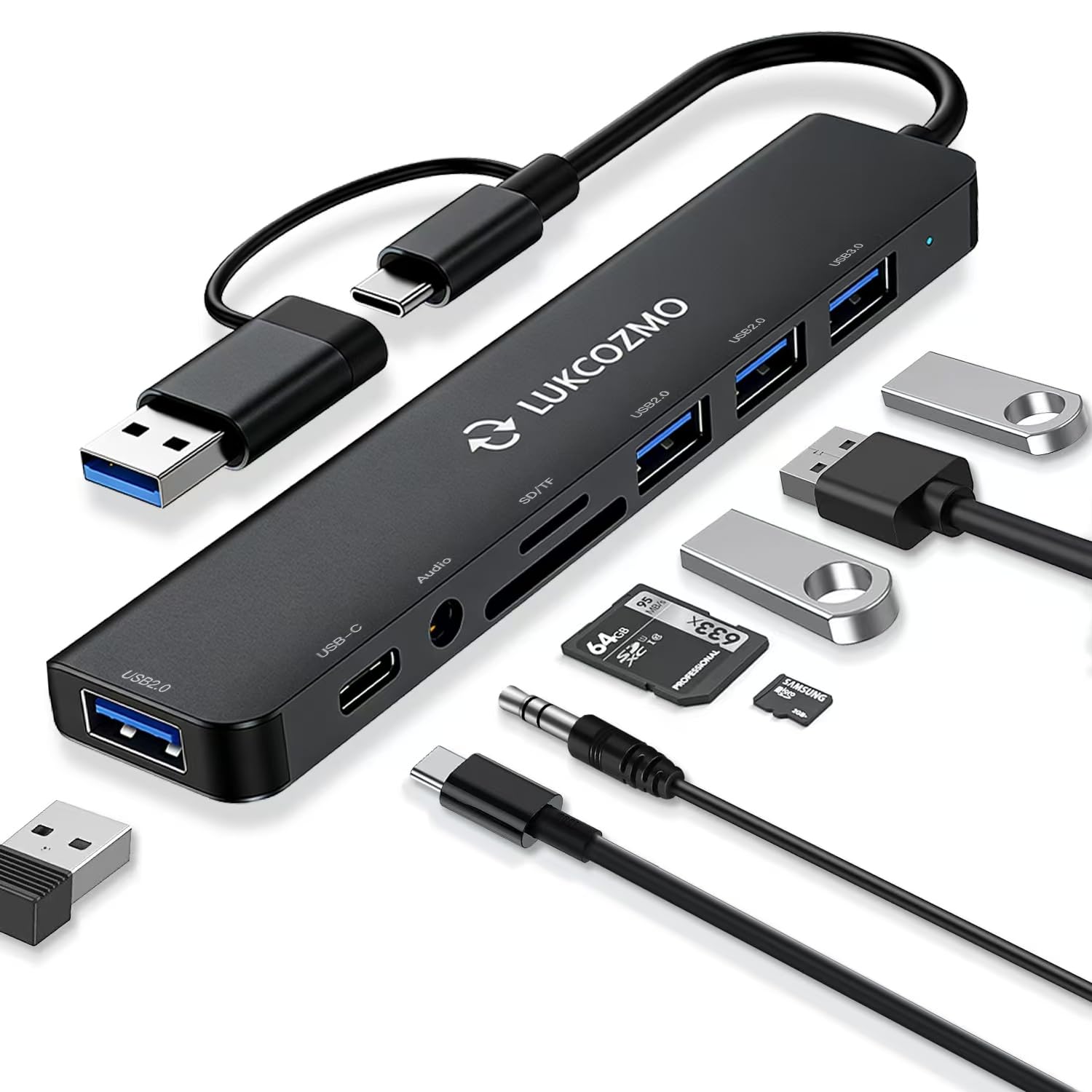 Amazon.com: USB-C 7-in-1 Hub: 4 USB 3.0, USB-C, SD/TF, Audio, for