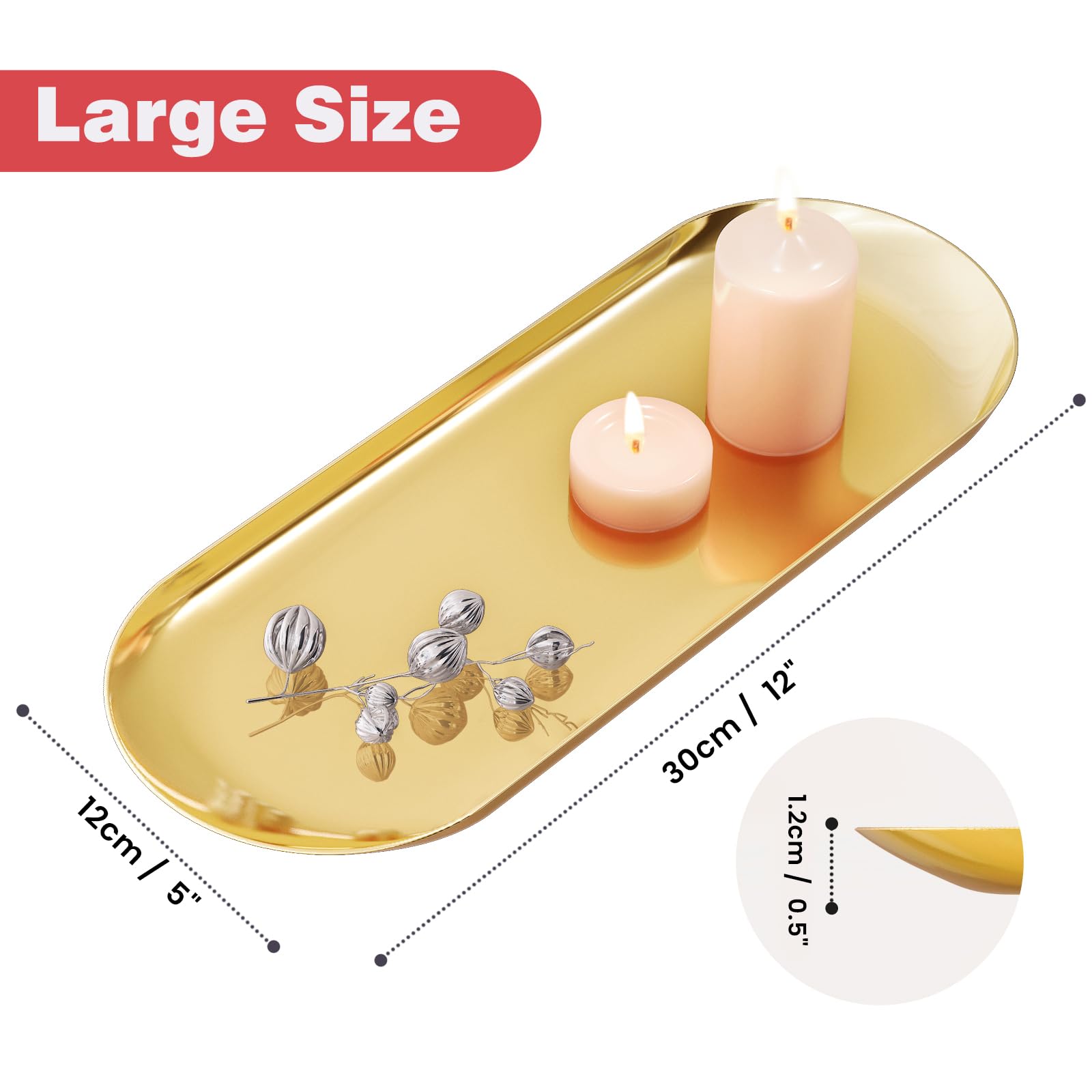 Plateau En Acier Inoxydable Noir 30x12 Cm - Yvttve Pour Dessert, Cosmétiques, Bijoux