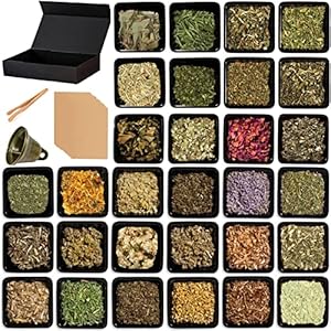 30Pcs Dried Herbs for Witchcraft, Witchcraft Supplies kit, Witch herbs set and dried herbs and flowers for witchcraft Pagan, Rituals, Spells, soap making and candle making for Beginner witchcraft kits