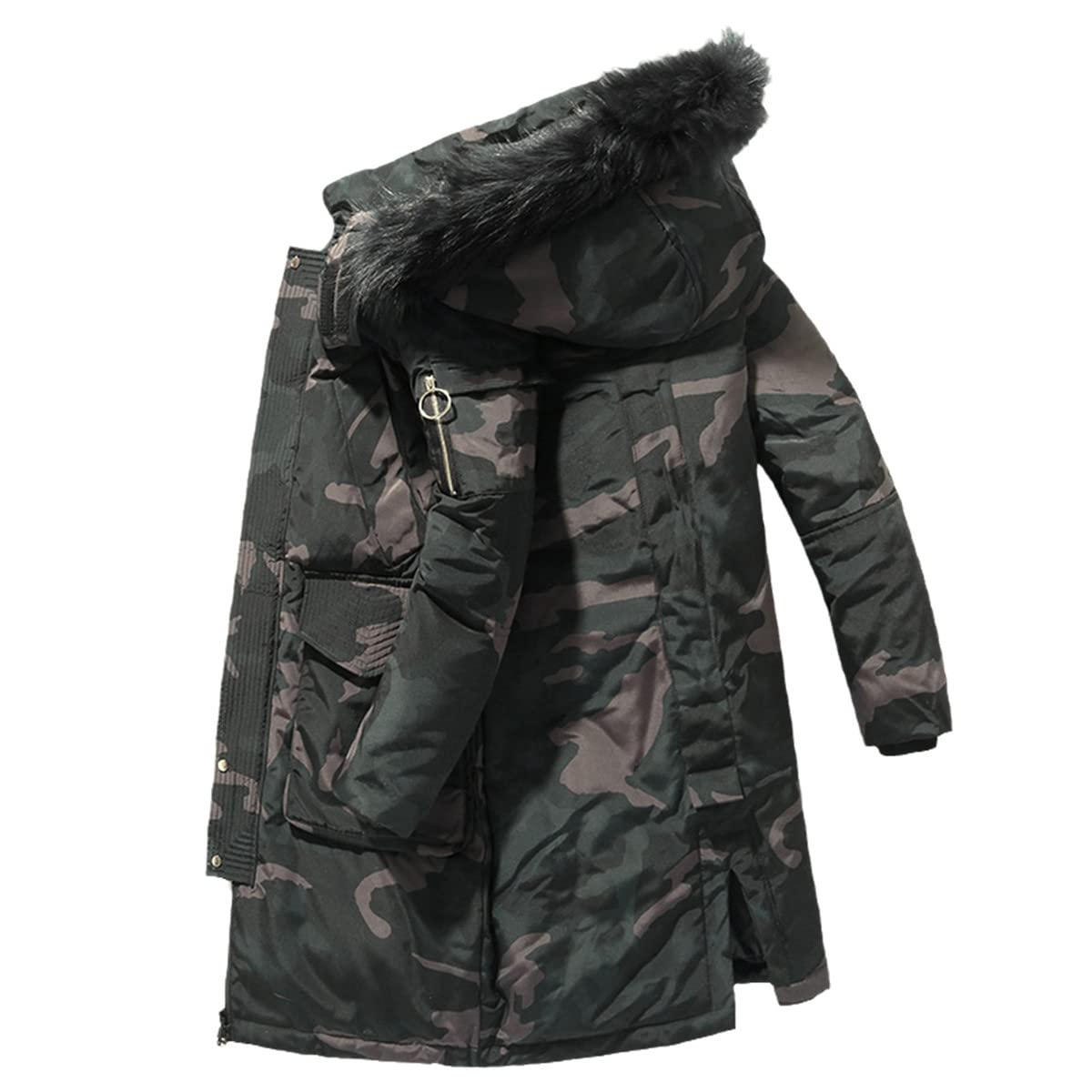 Anatra Piumino Lungo Cappotto Parka Uomo Inverno Bianco Giù Cappotto Moda Abbigliamento Pelliccia Collare Lungo