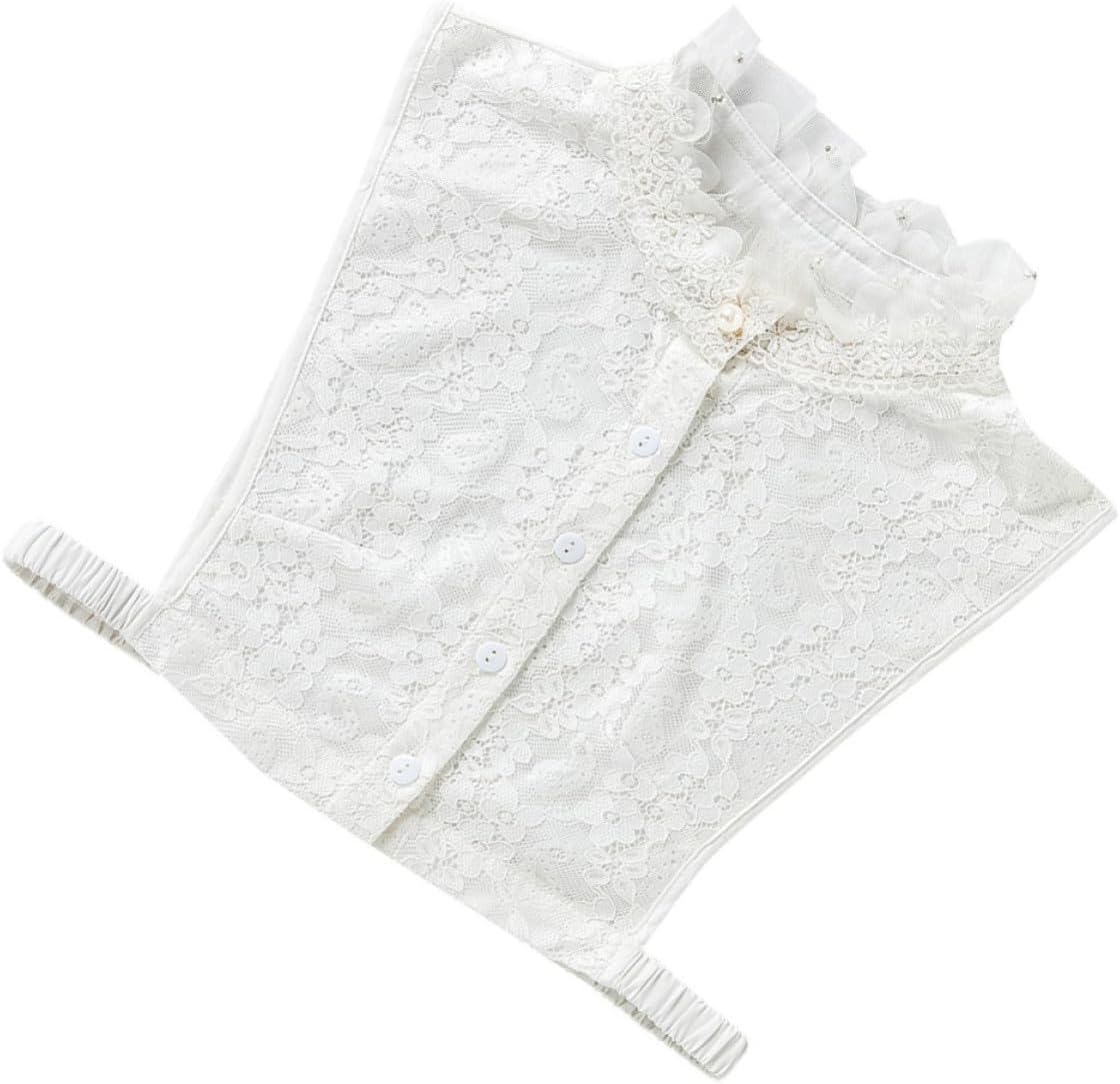 Alipis Women Detachable Chiffon Fake Collar with Ruffled Trim White