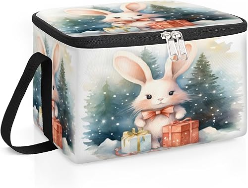 Miniatura 2 de Bolsa de almuerzo aislada con temática clásica de invierno para mujer, reutilizable, bolsa de comida cuadrada para adultos y hombres, lonchera más