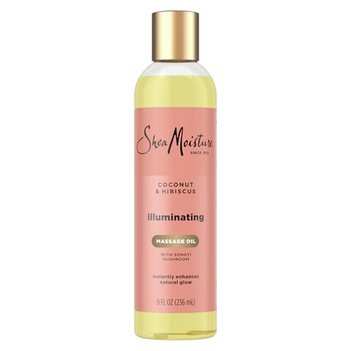 Shea Moisture Coconut & Hibiscus Massage Oil and Body Oil for Dry Skin, Bath Oil with Coconut Oil...